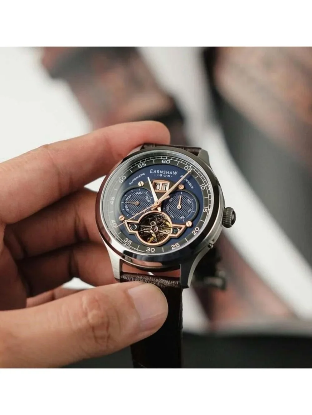 NWT Thomas Earnshaw Baron Blue Dial Men's Watch